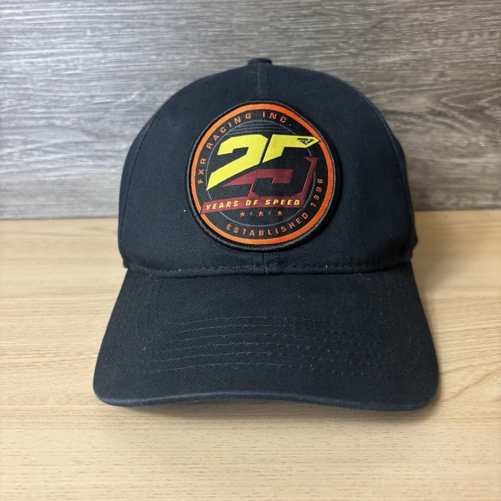 FXR Racing Hat Cap Snap Back Black 25 Years of Speed Patch Mens Racing Logo